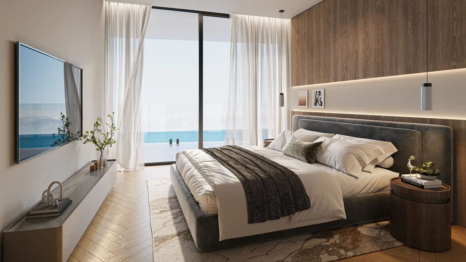 Three bedroom residence principal bedroom with sea view