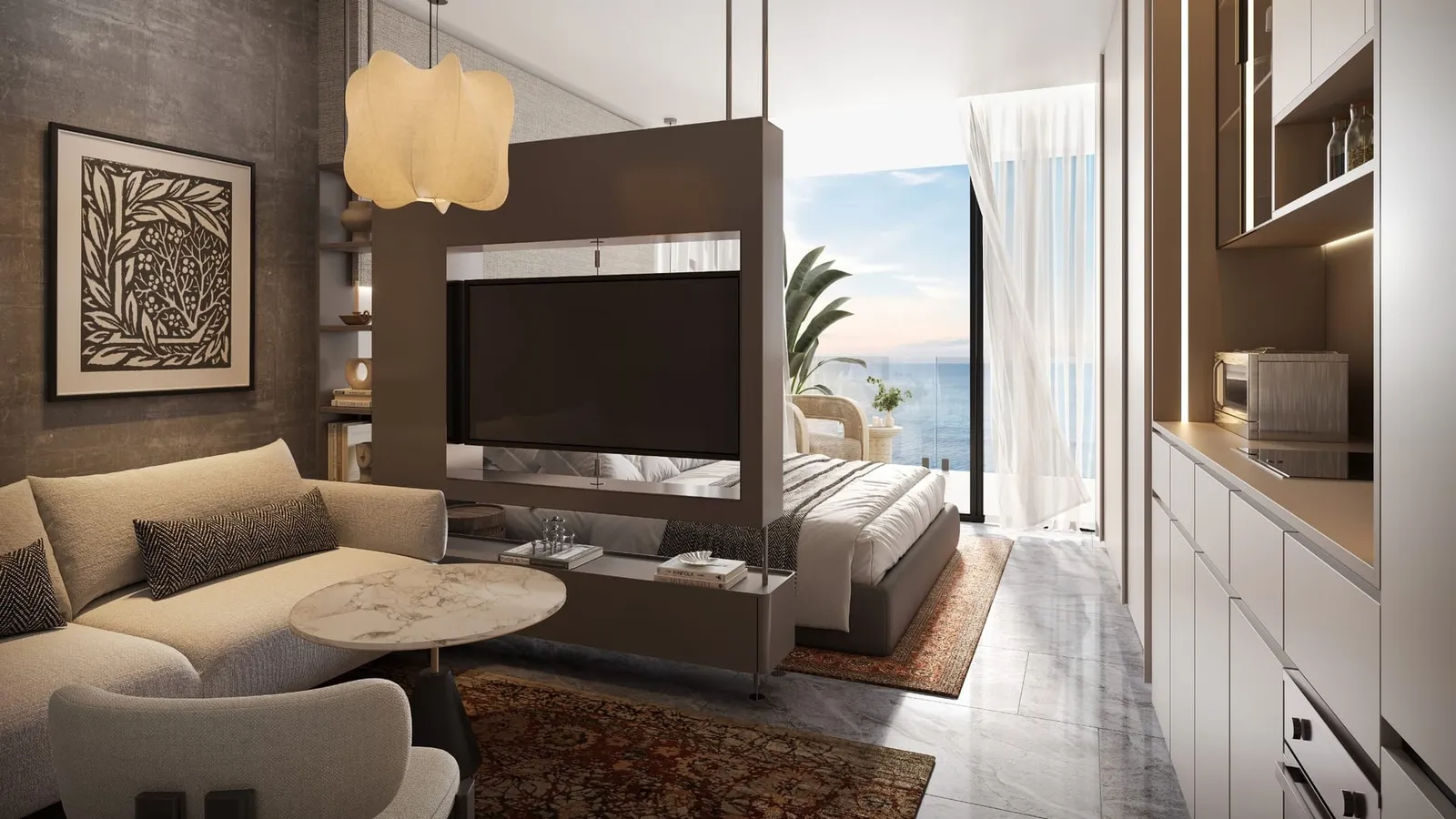 Two bedroom residence with sea-facing living room